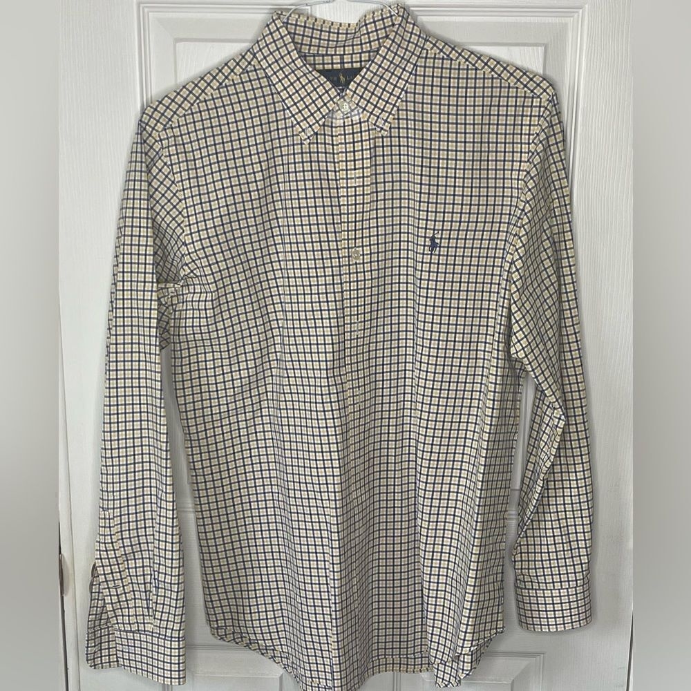 Ralph‎ Lauren yellow and blue check Classic Fit Button Down Dress Shirt - Large